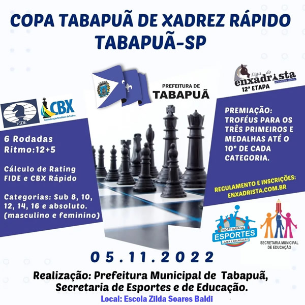 Secretaria de Esportes abre inscrições para o Torneio de Primavera de Xadrez  - Prefeitura Municipal de Poá